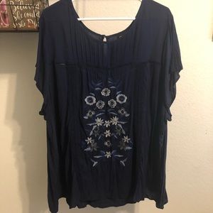 Torrid navy blue top with floral details plus size